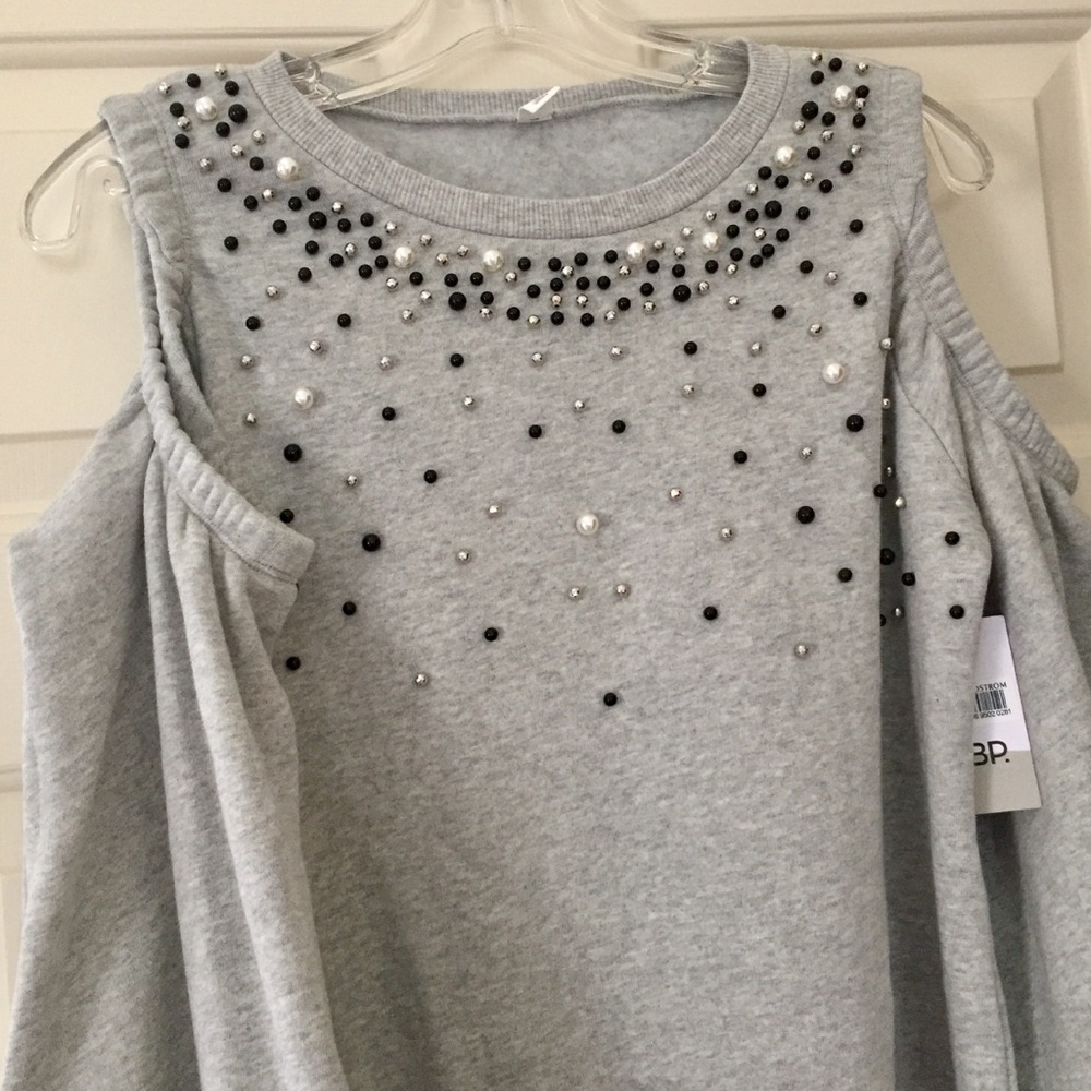 Cold-shoulder Gray sweatshirt dress/long top